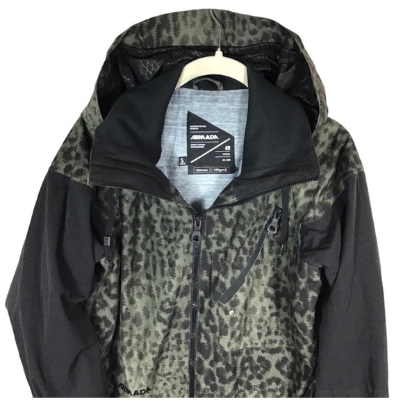 Green and Black Leopard Print ARMADA Ski / Snowboard Jacket - Picture 3 of 11